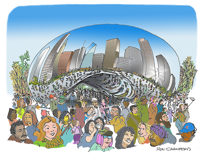 The Bean in Chicago.  Very popular.  Prints:  email rondraw@gmail.com